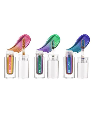 DE'LANCI Liquid Eyeshadow Set  Intense Multi-color Shifting Long-lasting Holographic Eyeshadow  Highly Pigment Duochrome Shimmer Eyeshadow Liquid Makeup(03 CORAL + 04 ELF + 05 GALAXY)