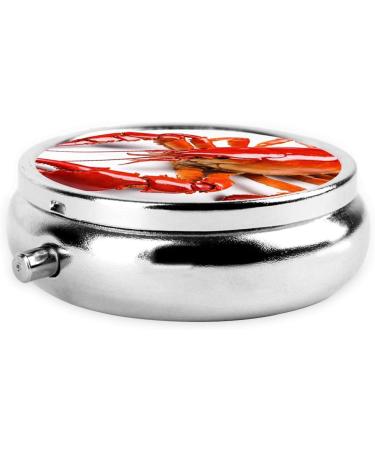 Buy Lobster Printed Mini Round Pill Box - 3 Compartment Travel Organizer for Medicine & Supplements | Portable Pill Case for Home & Office - Buy Online on GoSupps.com