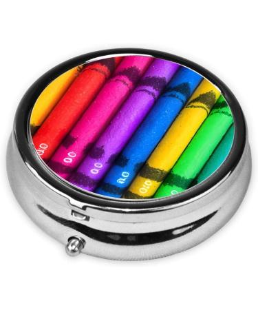 Travel-Friendly Colored Crayons Round Pill Box Organizer | 3 Compartment Portable Pill Storage for International Use - Buy Online on GoSupps.com