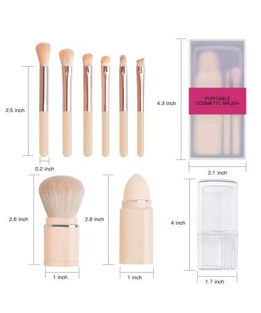 8-in-1 Retractable Makeup Brush Set | Travel Size Loose Powder, Angled, Eyeshadow, Beauty Sponge, Foundation & Lip Brushes | Portable Pink Set - Buy Online on GoSupps.com