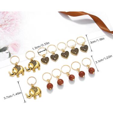 Gold Elephant Box Braid Rings & Heart Hair Charms Set for Black Women (13PCS) - Buy Online on GoSupps.com