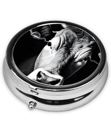 Buy Black and White Cow Round Pill Box 3 Compartment Portable Travel Medicine Organizer for Vitamins & Tablets - Buy Online on GoSupps.com