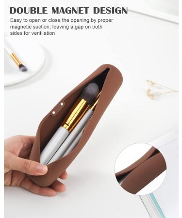 Shop Corneria Large Magnetic Makeup Brush Holder - Portable Organizer & Storage Box for Brushes - Perfect for Travel - Slim & Stylish Brown Design - Buy Online on GoSupps.com