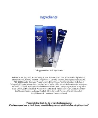 LOVE CINEMA Collagen Retinol Eye Serum Korean Skincare for Dark Circles Puffiness & Wrinkles Anti-Aging Under Eye Treatment 30ml / 1.01 fl.oz. Made in Korea Collagen Retinol 1.01 Fl Oz (Pack of 1) - Buy Online on GoSupps.com