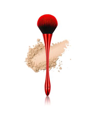 Powder Makeup Brush, Blush Brush, Large Face Brush for Loose or Pressed Setting Powder, Bronzer Brush with Plush Fibers (Red)