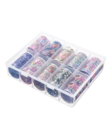 Wdesrgt Vibrant Flower Printed Nail Foils - Starry Transfer Wraps 1 Box of 10 Rolls for Nail Decorations