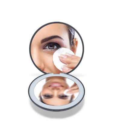 OMIRO LED Lighted Compact Mirror  3  Mini 1X/10X Magnification Daylight Travel Makeup Mirror for Purses (Black) - Buy Online on GoSupps.com