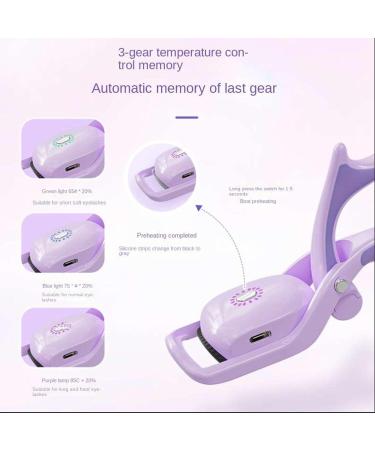 Qukaim Fast Charging Heated Eyelash Curlers Electric Heated Eyelash Curler 3 Temperature Settings Rechargeable Portable Long-Lasting Purple - Buy Online on GoSupps.com
