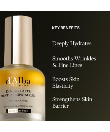 d'alba Piedmont White Truffle Double Layer Revitalizing Serum 100hr Hydration Hyaluronic Acid and Centella Asiatica Skin Firming Tightening Long-lasting Korean Skin Care (1.69 fl.oz) 1.69 Fl Oz (Pack of 1) - Buy Online on GoSupps.com