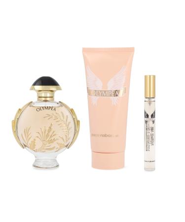 Paco Rabanne Olympea Solar for Women - 3 Pc Gift Set 2.7oz EDP Intense Spray 0.34oz EDP Spray 3.4oz Body Lotion