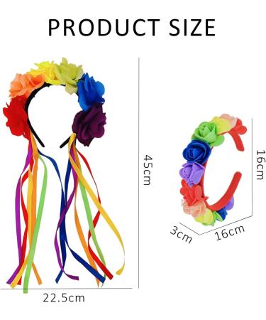 1 Rainbow Rose Streamer Headband 1 Rainbow Foam Rose Headband Pride Headband Flower Crown Headband Pride Day Headband - Buy Online on GoSupps.com