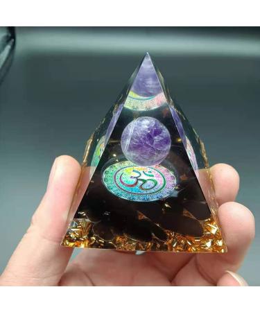 ycyingcheng Pyramid Ogan Crystal Energy Tower Moonstone Crystal Orgone Pyramid Healing Crystals Pyramid Flower of Life Blessing Home Office Ornaments Decor