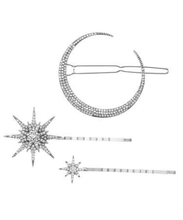 FRCOLOR 6 Sets Hair Clip Set Barrettes for Crystal Wedding Hair Metal Hair Clips Moon Hair Clip Geometric Hair Accessories Bridal Hairpin Star Hair Clips Bang Clip Gothic Alloy Child