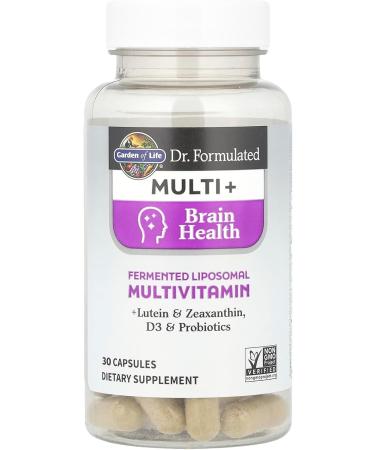 Garden of Life Dr Formulated Multi+ Brain Health Fermented Liposomal Multivitamin + Lutein & Zeaxanthin Vitamin D3 & Probiotics - Memory & Focus Support Digestive & Immune Health 30 Capsules - Buy Online on GoSupps.com