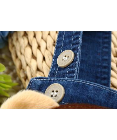 KIDSCOOL SPACE Baby Girl Denim Overalls with Cute 3D Bunny, 6-12 Months Blue - Buy Online on GoSupps.com