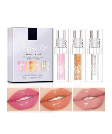 Magic Color Changing Lip Oil Upgraded Long Lasting Nourishing Lip Gloss Big Brush Hydrating Lip Oil Warm Change Moisturizing Lip Plumper Gloss - 2024 New(Set A)