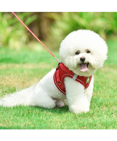 Femax Soft Mesh Dog Harness with Leash for Small & Medium Dogs & Cats - Adjustable Reflective No Pull Vest for Chihuahua & Kittens (XS Chest 26-29cm) - Red - Buy Online on GoSupps.com