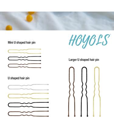 Hoyols U Shaped Hair Pins 2.4 Inch Brown Metal Bobby Pins for Women - 100 Count with Case | Curved Curly Waved Bun Clips for Girls Hairstyle - Buy Online on GoSupps.com