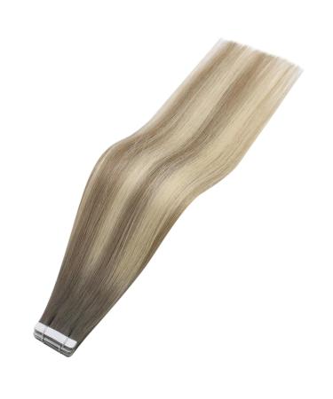 Moresoo Virgin Real Hair Tape Extensions - Invisible Brown to Ash Blonde - 45 cm 5 Pieces 12.5g #5/7/20 - Premium Quality for Beautiful Hair - Buy Online on GoSupps.com