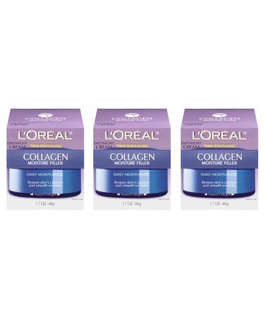 L'Oreal Paris Skin Care Collagen Moisture Filler Day/Night Cream 1.7 Ounce (Pack of 3)