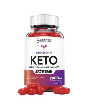Transform Keto ACV Gummies Extreme Formula 2000MG Vegan Non GMO with Pomegranate Juice Beet Root B12 60 Gummys 60.0 Servings (Pack of 1)