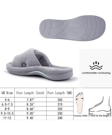Women's Adjustable Diabetic Slippers - Memory Foam House Shoes with Arch Support and Non-Slip Sole - Grey, Size 8-9 - Buy Online on GoSupps.com