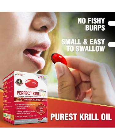 LABO Nutrition Perfect Krill EX - Ultra Strength Antarctic Krill Oil with Choline, Astaxanthin, Omega 3 - Heart & Joint Support - 60 Softgels - Buy Online on GoSupps.com