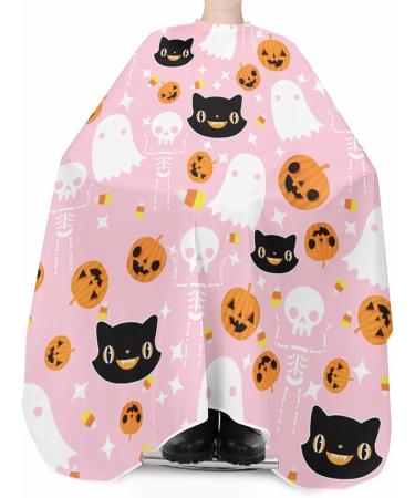 Halloween Barber Cape - Adjustable Hair Cutting Cape for Kids & Adults | Stylish Pink Orange & Black Hairdressing Gown | 55x63 Inch Salon Accessory - Buy Online on GoSupps.com