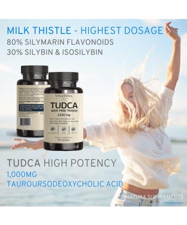 VINATURA Tudca Milk Thistle 1250mg - Liver & Gallbladder Support - USA Made - 90 Capsules - Buy Online on GoSupps.com