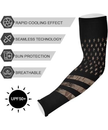 Dussdil American Flag Camou Gardening Arm Sleeves - Desert Camouflage UV Sun Protection Cooling Sleeves for Men and Women - Buy Online on GoSupps.com
