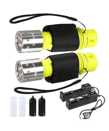 HECLOUD Diving Flashlight with Rechargeable Power Scuba Dive Light IPX8 Waterproof Underwater 80ft Snorkeling Diving LED High Lumens Torch 3 Modes with Charger for Underwater Sports(2Pack) - Buy Online on GoSupps.com