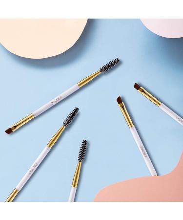 Docolor Duo Eyebrow Brush Set - Professional Eye Makeup Tool with Eyeshadow Brush and Spoolie Brush (5pcs White) - Buy Online on GoSupps.com