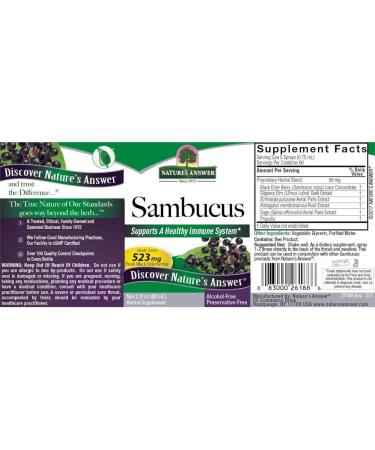 Nature's Answer Sambucus Black Elderberry Extract Spray - Alcohol-Free 2 fl oz | Immune Support - Buy Online on GoSupps.com