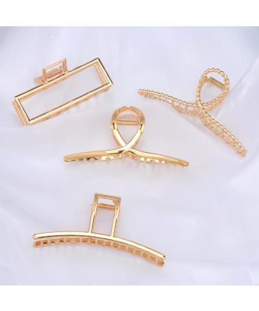 Parcce 4 Pack Large Metal Hair Clips - 4.3 Inch Nonslip Gold Clamps for Curly Hair - Fashion Hair Accessories for Women and Girls - Buy Online on GoSupps.com