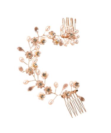 Ipetboom Hair Comb Crystal Tiara Polymer Clay Cane Queen Floral Headpiece Pearl Tiara Bridal Headdress Girls Robe Small Mirrors for Crafts Wedding Twist Beads Zinc Alloy Bride