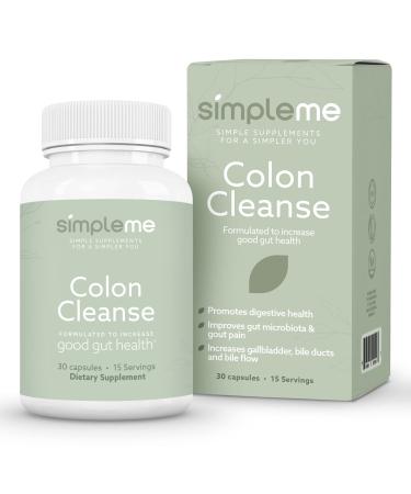 SIMPLEME Colon Cleanse Detox Natural Constipation Relief for Adults Fast Bloating Relief Colon Cleanser for Women & Men 30-Day Gut Support Weight Management 1 Day Detox Cleanse 30 Capsules