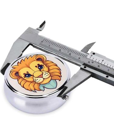 Cartoon Cute Little Lion Round Pill Box Organizer - 3 Compartment Portable Travel Case for Easy Medication Management - Buy Online on GoSupps.com