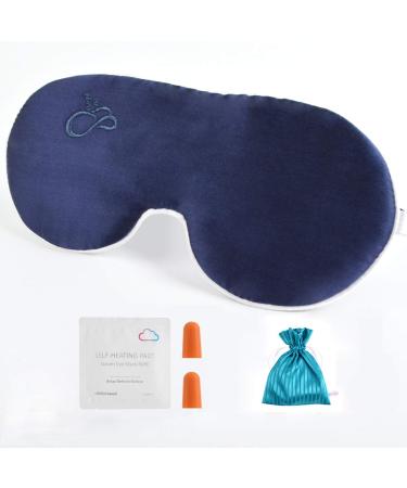 alittlecloud Silk Sleep Mask Ergonomic & Blindfold Eye Mask for Travel/Naps/Yoga Super Soft/Smooth/Lightweight with Adjustable Strap for Women/Men Navy Blue