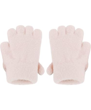 Toddler Kids Puppy Flip Top Gloves | Knitted Half Finger | 3-8 Yrs | Elk/Pink - Buy Online on GoSupps.com