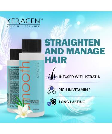 Keragen Brazilian Keratin Smoothing Treatment - 2 Oz Blowout Straightening System for Dry Damaged Hair | Formaldehyde Free - Eliminate Curls & Frizz for Fine to Medium Hair - Buy Online on GoSupps.com