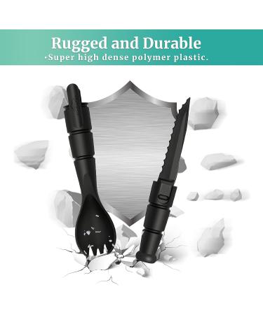 Tactical Spork Spoon Combo - 3-in-1 Camping Utensils 2 Pack (Black) | Backpacking & Camping Gear - Buy Online on GoSupps.com