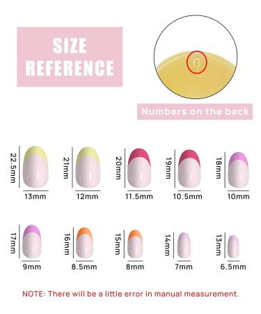 Justotry 24 PCs Rainbow French Nails - Press-On Oval & Almond Fake Nails with Glue | Medium Nail Art for Women - Buy Online on GoSupps.com
