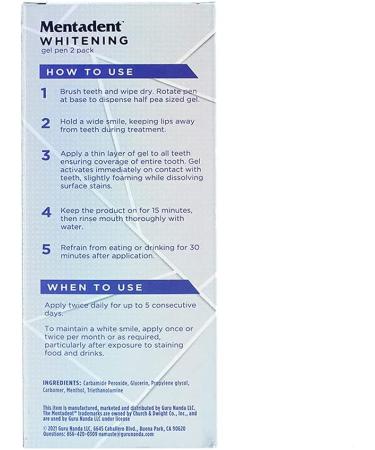 Mentadent Teeth Whitening Pen (2 Pens) - Enamel Safe Stain Remover for a Beautiful Smile - Non-Toxic & Effective Formula - Easy, Painless, and Travel-Friendly - Buy Online on GoSupps.com