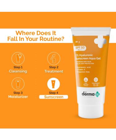 1% Hyaluronic Sunscreen SPF 50 Aqua Gel - Lightweight No White Cast Broad Spectrum & Blue Light Protection for Oily Dry Acne-Prone Skin | 80g - Buy Online on GoSupps.com