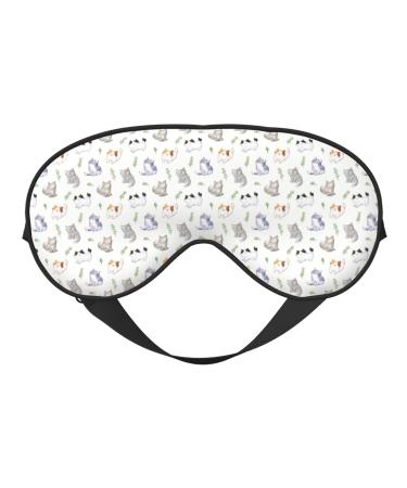 Watercolor Cat and Leaf Sleep Mask Double-Sided Eye Mask Soft Adjustable Sleeping Eye Covers for Sleeping Perfect Shading Reduce Eye Edema