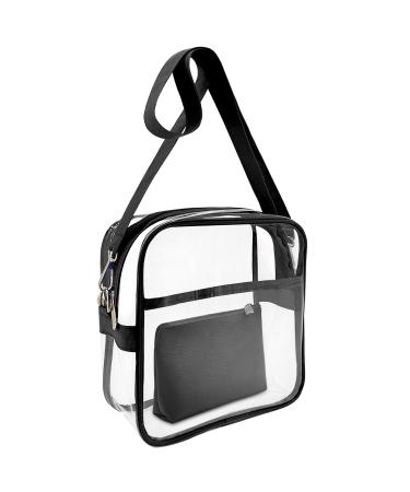 Mum's memory Clear Purses Stadium Approved-Crossbody Bags for Women & Men with Adjustable Strap, Black with Small Coin Purse