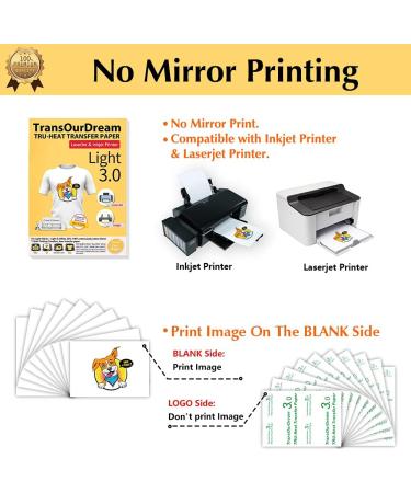 TransOurDream Iron on Heat Transfer Paper for T Shirts - Light 3.0 - 15 Sheets 8.5x11 | Printable HTV for Inkjet & Laserjet Printer - Buy Online on GoSupps.com