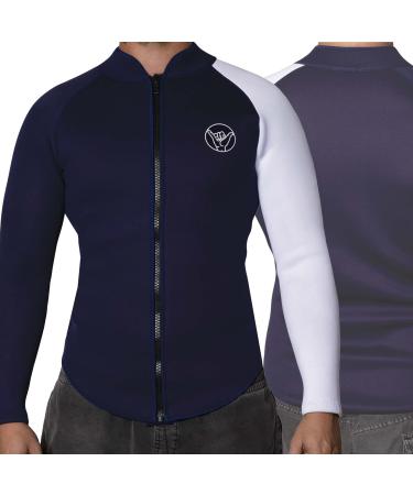 South Bay Board Co - Premium Neoprene Wetsuit Jacket - 3mm Neoprene Long Sleeve Wet Suit Jacket - for The Surf, Ocean, Pool, Sports Training, Swimming, or Aerobics - Fits Adult Men and Women Navy Medium