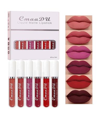 6Pcs Deep Dark Red Matte Liquid Lipstick Set for Women | Long Lasting 24 Hour Lipstick | Labiales Matte Larga Duraci n | A-03 0.08 Fl Oz - Buy Online on GoSupps.com