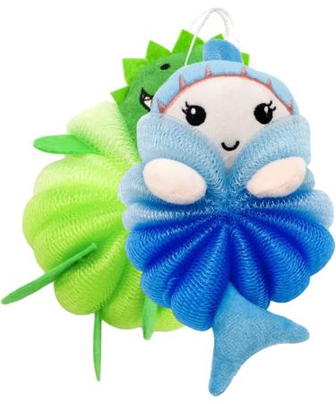 Housoutil 4 Pcs Children's Bath Ball - Soft Animal Mesh Sponge Pouf for Newborns | Portable Bath Supplies - Buy Online on GoSupps.com